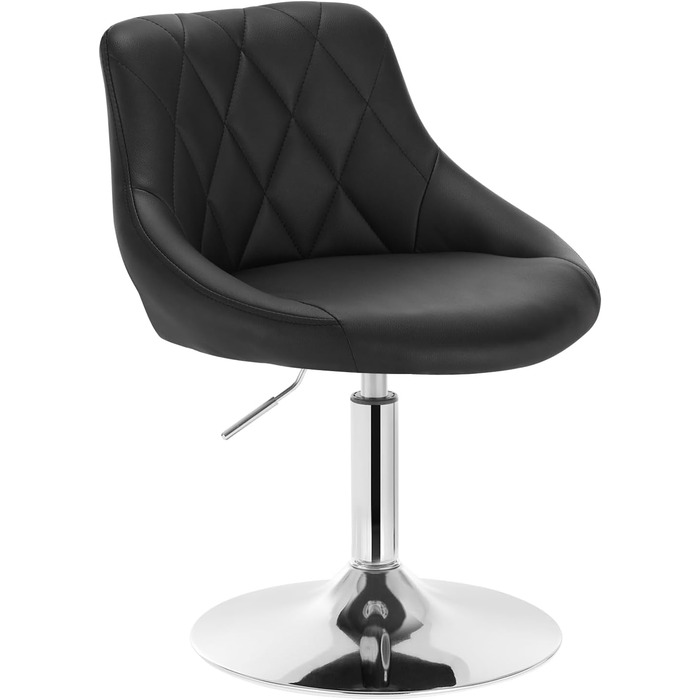 Крісло для туалетного столика WOLTU BH242bl-1, чорне, з штучної шкіри, регульоване по висоті, обертове