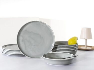 Набір посуду CreaTable Chef Collection (18 предметів) для 6 осіб: сервіз з порцеляни, 12-ти речі, сірий колір, Made in Europe