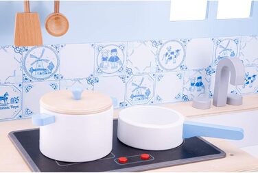 Новий кухонний куточок Classic Toys 11065 - Модерн з варильною поверхнею, Multi Color (Delft Blue)