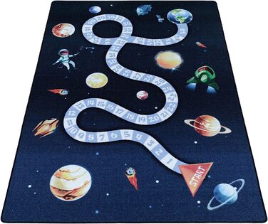 Дитячий килимок Carpetsale24 миється ігровий килимок, навчальний килимок фігур з космічним дизайном, килим для хлопчиків і дівчаток, прямокутної форми, для дитячої, дитячої або ігрової кімнат, Розмір (80 х 120 см)