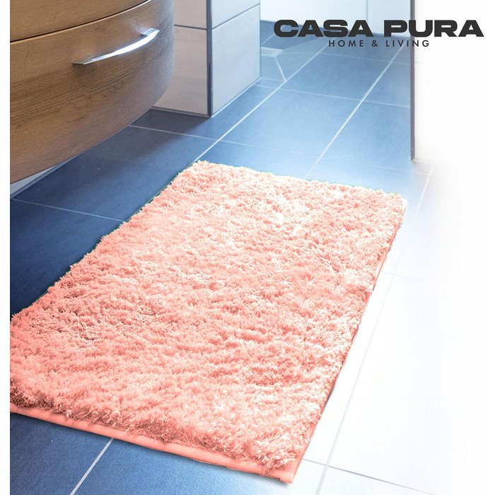 М'який килимок для ванної кімнати Casa Pura Rosa Sky, 80x150 см - Шерстистий, нековзний, для душу, рожевий