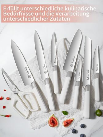 Набір кухонних ножів 14 предметів з бруском: кухонний набір, ніж для приготування їжі, подарунок для мами, білий