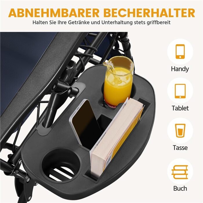 Лежак для відпочинку Yaheetech - розкладний садовий лежак з подушкою та тримачем для напоїв (блакитний, 2 шт.)