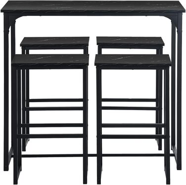 Набір барного столу та 4 стільців для кухні/бару (чорний)