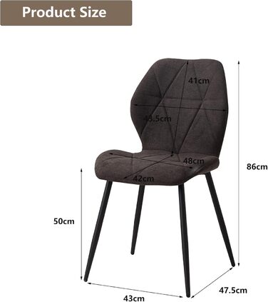 Обідні стільці GrandCA HOME, 6 шт. в наборі, чорного кольору, з м'яким сидінням та металевими ніжками, стиль скандинавський