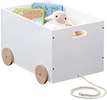 Дерев'яна коробка для іграшок з коліщатками