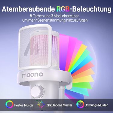 MAONO DM40 Бездротовий мікрофон для ПК з RGB-підсвіткою та ШІ-зміною голосу, шумозаглушення, для геймінгу, подкастингу та стрімінгу