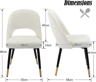 Набір з 2-х м'яких крісел з велюру для вітальні/кухні. Сучасний дизайн, без підлокітників, металеві ніжки (Бежевий)