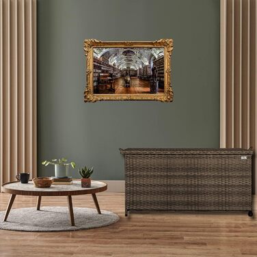 Ящик для подушок STILISTA® з ротангу (поліротанг) 122x62x56 см з кришкою, автоматичним підйомним механізмом, внутрішньою підкладкою, колесами та ручками, 4 кольори