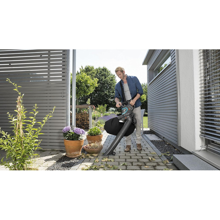 Садовий повітродув та пилосос Gardena ErgoJet 3000: потужний повітродув/пилосос з функцією подрібнення листя та збірником, 40V, без акумулятора