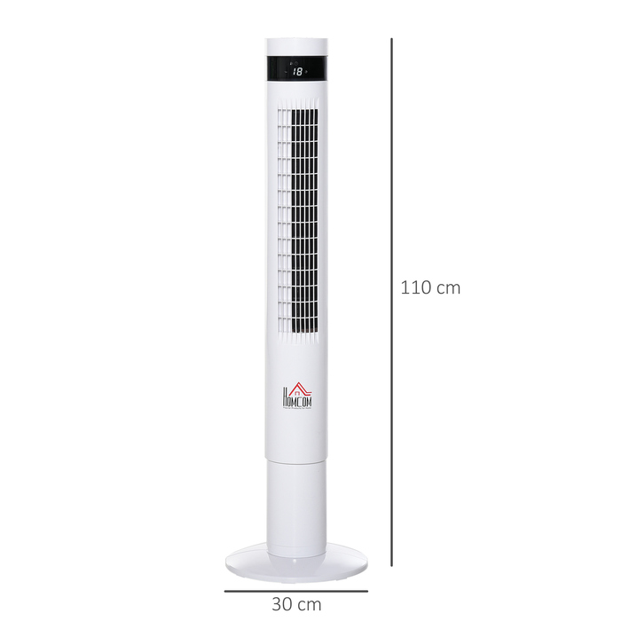 Вентилятор з підставкою, 3 режими вентиляції, пульт дистанційного керування, 50 Вт, таймер на 12 годин, LCD-дисплей, осциляція 85°, для спальні, білий