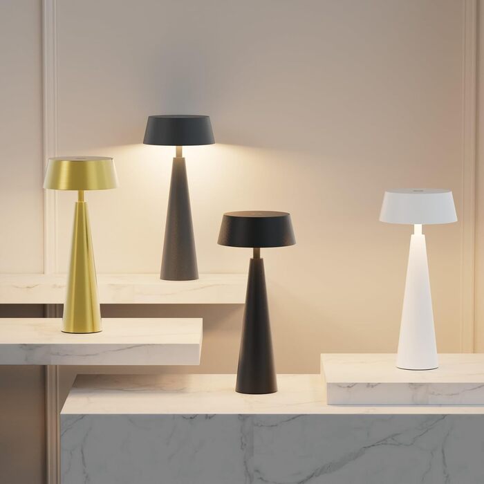 2 шт. Білі бездротові настільні лампи з акумулятором, регульоване освітлення 3000K-6000K, IP54, USB-C, для дому та вулиці, балкону, обіднього столу, білі