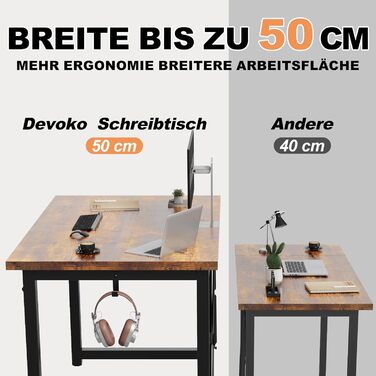 Стіл письмовий Devoko, 100 x 60 x 75 см, для ноутбука, вінтажний коричневий