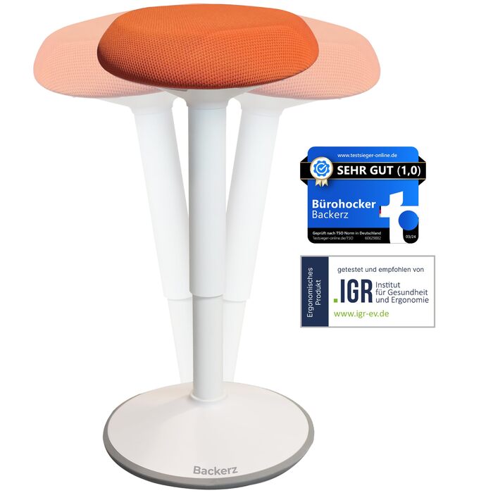 Ергономічний офісний стілець-хокер з регулюванням висоти та ефектом балансування, помаранчевий (55-80 см). Тест-переможець! Стілець для стоячої роботи