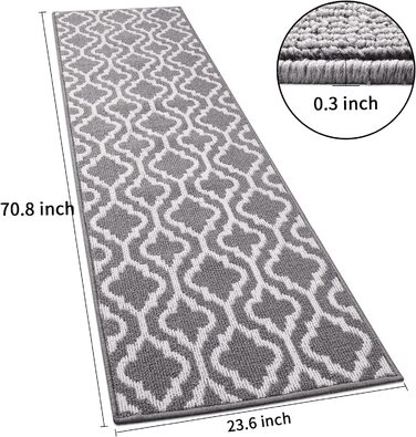 Килимок для уловлювання бруду SHACO 80x120 см, нековзний дверний килимок, що миється дверний килимок, внутрішній вхідний килимок, зовнішній килимок, відмінно підходить для вхідних дверей, передпокою, вітальні (60 x 180 см, сірий)