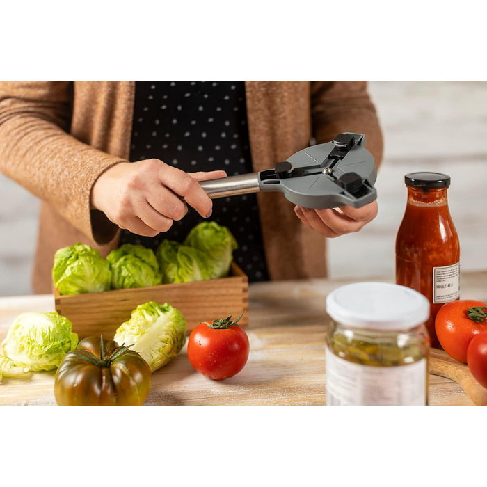 Відкривачка для кришок Kuhn Rikon Deluxe Gripper, сіра, легко відкриває кришки, підходить для гладких та зрізаних кришок