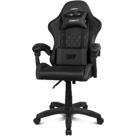 Ігровий крісло DRIFT GAMING DR35 - комфорт та підтримка для геймерів, чорно-сірий, з підголівником та поперековою підтримкою
