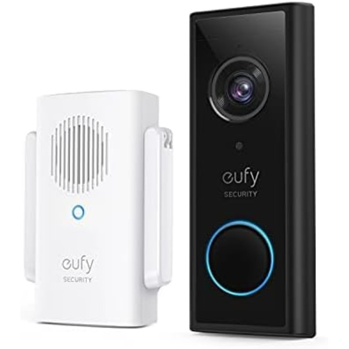 Відеодзвінок eufy Security 2K HD: Бездротова камера з дзвінком та дверною дзвінкою, AI-розпізнавання людей, акумуляторний, легка установка (відновлена)