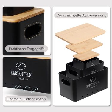 Набір контейнерів для зберігання картоплі, цибулі та часнику 3 шт. з циркуляцією повітря 360°