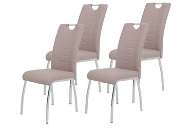 Набір з 4-х стільців для їдальні Hela Tische Andrea, штучна шкіра Cappuccino, хромоване металеве підстав'я, 100x43x64 см