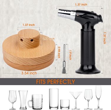 Набір для копчення коктейлів з ліхтариком: кулінарна факелка для коктейлів, віскі, напоїв, копчення та кемпінгу. 4 смаки дерев'яної стружки.