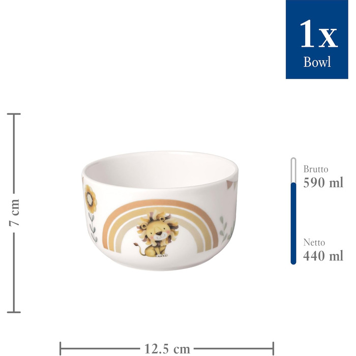 Дитячий посудовий набір Villeroy & Boch Boho Kids 'Roar like a lion' (7 предметів), з нержавіючою сталею, зорієнтований на дітей, з мотивом лева та мавпи, преміум-посуд, безпечний для миття в посудомийній машині та мікрохвильовій печі