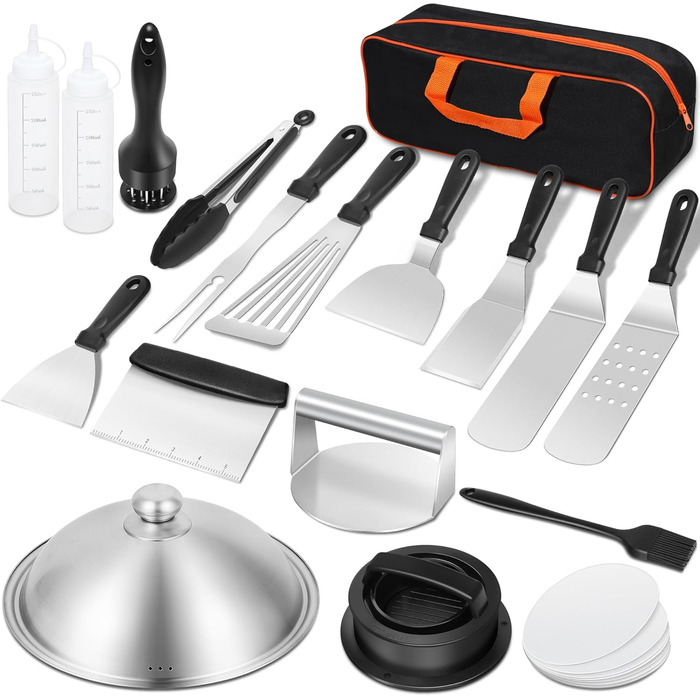 Набір аксесуарів для гриля з нержавіючої сталі: 67 предметів для кемпінгу, BBQ, Smoker, Plancha та газового гриля. Ідеальний подарунок для чоловіків та жінок