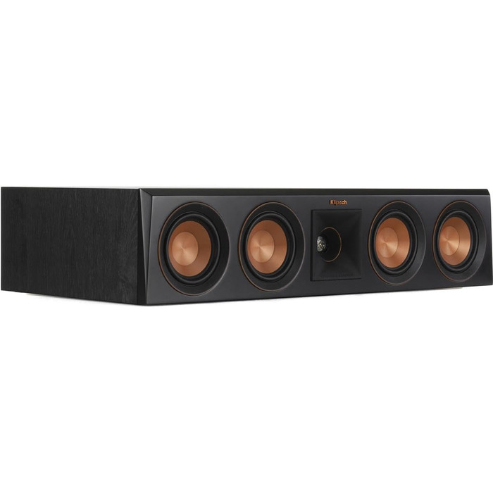 Центральний динамік Klipsch RP-404C II, низькопрофільний дизайн, керамічний низькочастотний динамік 10,2 см, чорне дерево