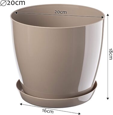 Набір горщиків для квітів KADAX (3 шт., 20 см, бежевий) – пластикові горщики для дому, підвіконня, кімнатних рослин та трав