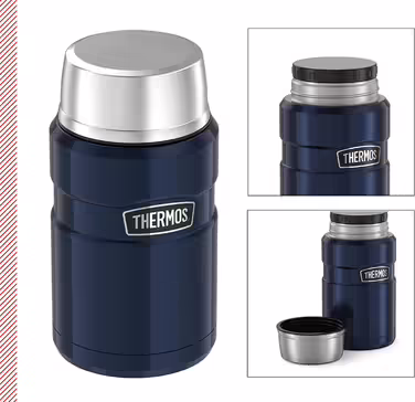 Термос для їжі Thermos Stainless King 710 мл, нержавіюча сталь, 14 годин гаряче / 24 години холодне, для супу, мюслі, рагу, герметичний, без ложки, синій, можна мити в посудомийній машині