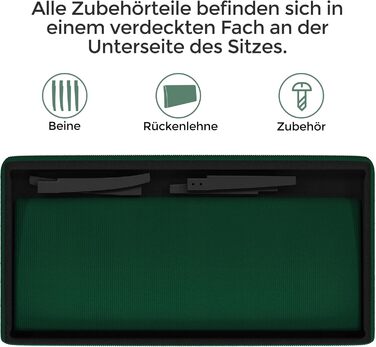 Диван-лавка Yaheetech на 2 місця, зелений, без підлокітників, для вітальні/коридору/офісу