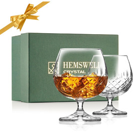 Набір келихів для коньяку Hemswell Kristall Cognacschwenker Set (2 шт) 250 мл – ідеально для коньяку та бренді, Wicklow Design