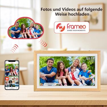 Цифровий фоторамка FRAMEO 21.5 дюймів з IPS LCD сенсорним екраном, Wi-Fi, 32 GB, USB/SD розширення, Auto-Rotate, для кріплення на стіну, жовтий