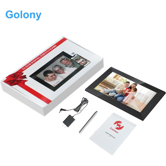 Цифровий фоторамка Frameo WLAN, 10.1 дюйми, LCD сенсорний екран 1280x800, 32GB, автоматичне обертання, підключення Wi-Fi, сумісний з додатком Frameo