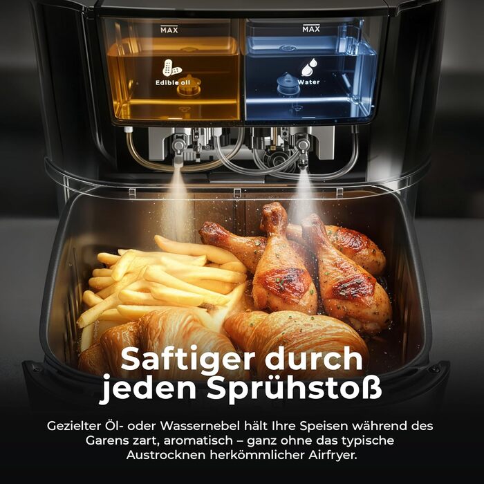 Бальтер Фритюрниця з гарячим повітрям Airfryer 5.5 л, 12 програм, з вікном, 100 рецептів, HL-551T (Чорний)