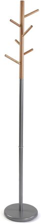 Верса Мальме Мінімалістична вішалка для одягу в передпокій, з 9 гачками для одягу або сумок, розміри (ВxШxГ) 171 x 28 x 28 см, метал та дерево, колір: сірий