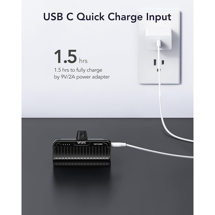 Швидкий зарядний пристрій для смартфонів USB C, компактний і потужний, 20W PD Mini PowerBank 5000mAh