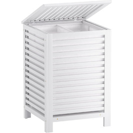 SMIBUY Великий кошик для білизни з бамбука з кришкою для зберігання одягу, іграшок та рушників (горіх) (білий)