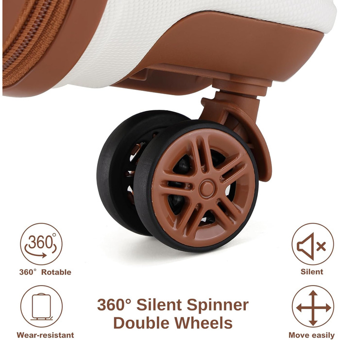 Набір валіз KONO 4 в 1: велика, ручна, косметичка та сумка для подорожей (кремово-білий)