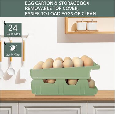 Організатор для яєць Virmate, 24 ячейки, зелений, для холодильника