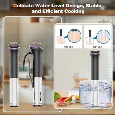 Sous Vide кухонний прилад Karienvir 1400W з LCD дисплеєм та Wi-Fi, точний занурювальний циркулятор для приготування їжі, IPX7 водонепроникний, з таймером