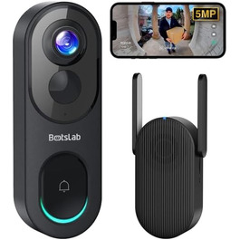 Відеодзвінок з камерою BOTSLAB 5MP, бездротовий, з AI, PIR, 360°, 2-way audio, без щомісячної плати R810