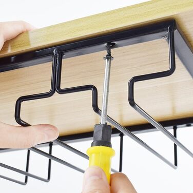 Тримач для келихів вина під шафу MOCOUM, металевий, 5 рядів, чорний