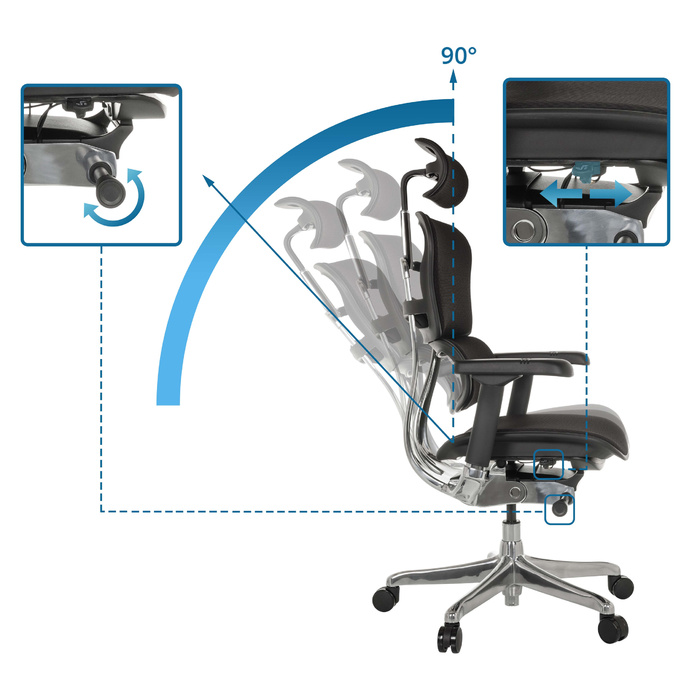 Офісне крісло / Крісло керівника ERGOHUMAN GEN2, тканина, чорний колір, hjh OFFICE