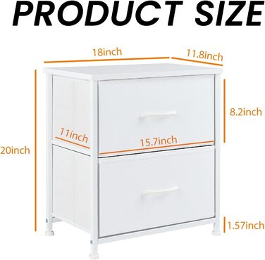 Набір приліжкових тумбочок DUMOS, 2 шт. з шухлядою, вузький комод, індустріальний стиль, для спальні, вітальні, дитячої кімнати, прихожої, білий