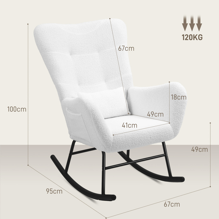 Крісло-гойдалка з м'яким покриттям, подушка для попереку, неслизьке, до 120 кг, біле