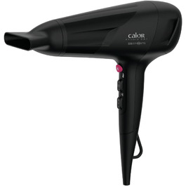 Фен для сухого волосся Calor Studio, технологія EffiWatt для зниження енергоспоживання, 6 налаштувань швидкості/температури, хаб, кнопка свіжого повітря, задня знімна решітка CV5803C0 чорно-рожевий