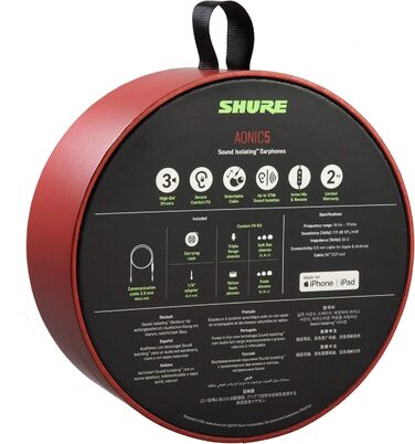 Навушники-вкладиші Shure AONIC 5, висока роздільна здатність, природні баси, три динаміки, сумісні з Apple/Android