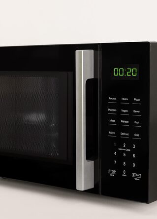 Мікрохвильова піч з грилем Microwave Studio 20 л чорна ретро-стиль, 900 Вт, LCD-дисплей, 3 програми, 9 автоматичних меню