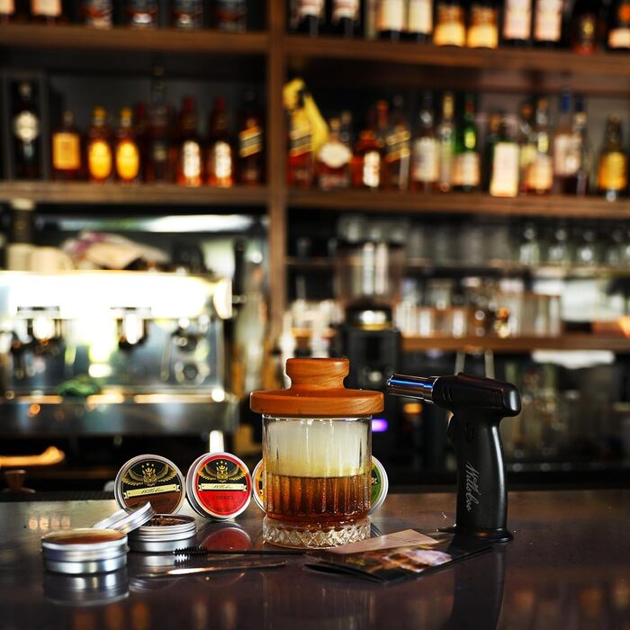 Набір для копчення віскі та бурбону Cocktail з ліхтариком, 6 смаків дерев'яної тріски (апельсин, кориця, імбир, вишня, лічі, гікорі) - ідеальний подарунок на ювілей або день народження